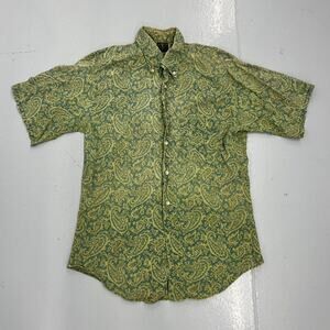 Vintage 60s Towncraft Green Paisley Pattern Cotton Shirt
